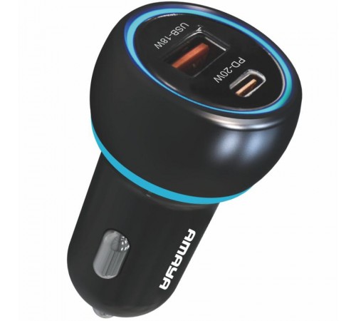 АЗП Amaya ACC-01 PD20W+QC3.0 total 38W (1USB-A/1C) Black