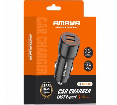 АЗП Amaya ACC-03 2.4A (2USB-A) Black