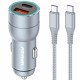 АЗП Amaya ACC-CC08 PD20W+QC3.0 total 43W (1USB-A/1C) + кабель Type-C to Type-C Gray