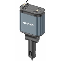 АЗП Amaya ACC-CL11 PD57.5W+QC3.0 (1USB-A/1C) with retractable cable Type-C + Lightning Gray