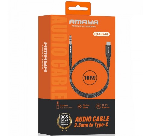 Аудіо кабель Aux Amaya AUX-02 (Type-C to AUX 3.5mm) (1m) Black