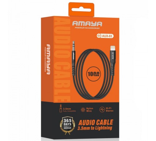 Аудіо кабель Aux Amaya AUX-03 (Lightning to AUX 3.5mm) (1m) Black