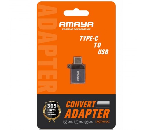Перехідник Amaya 01UC Type-C Male to USB Female USB3.0 Grey