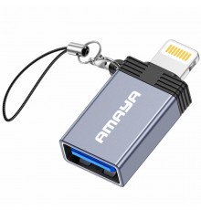 Перехідник Amaya 01UL Lightning Male to USB Female USB3.0 Grey
