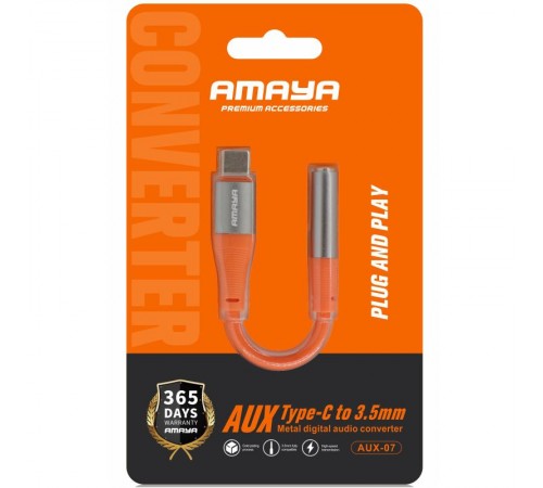 Перехідник Amaya AUX-07 Type-C to 3.5mm Orange