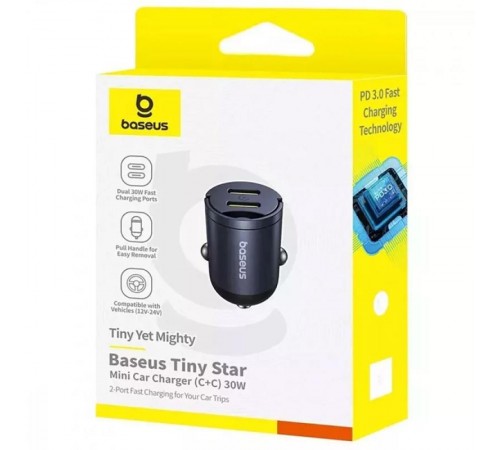 АЗП Baseus Tiny Star Mini 30W (2USB-C) (C00035001121) Black
