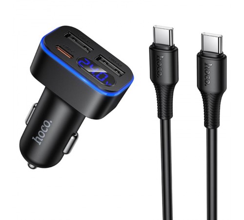 АЗП Hoco Z63A Barry PD42W+QC3.0 (2USB-A/1C) + кабель Type-C to Type-C Black