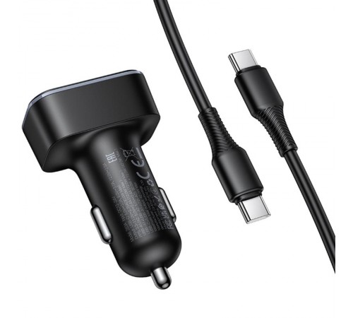 АЗП Hoco Z63A Barry PD42W+QC3.0 (2USB-A/1C) + кабель Type-C to Type-C Black