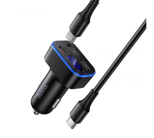 АЗП Hoco Z63A Barry PD42W+QC3.0 (2USB-A/1C) + кабель Type-C to Type-C Black