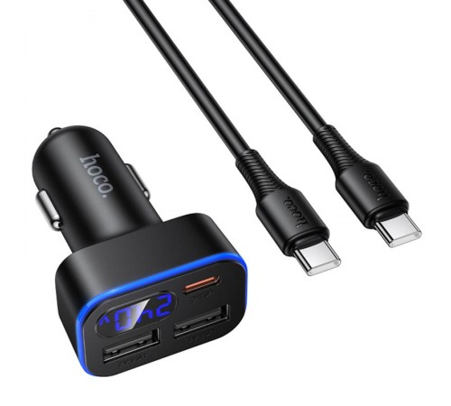 АЗП Hoco Z63A Barry PD42W+QC3.0 (2USB-A/1C) + кабель Type-C to Type-C Black