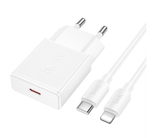 МЗП Hoco N72 Speed ultra-thin PD20W (1USB-C) + кабель Type-C to Lightning White