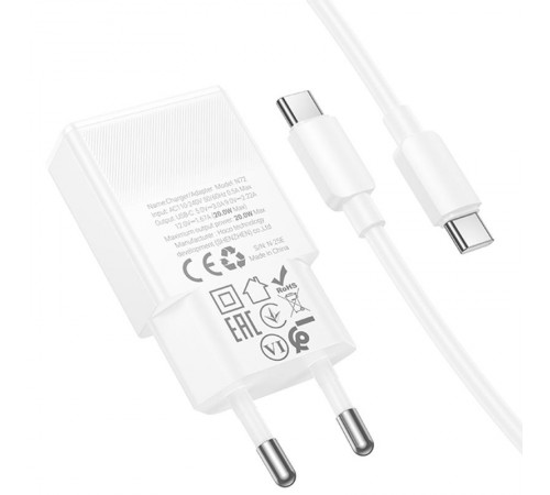 МЗП Hoco N72 Speed ultra-thin PD20W (1USB-C) + кабель Type-C to Type-C White