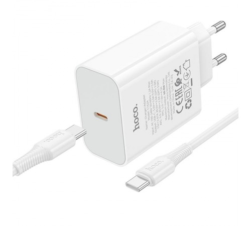 МЗП Hoco C162A Source PD40W (1USB-C) + кабель Type-C to Type-C White