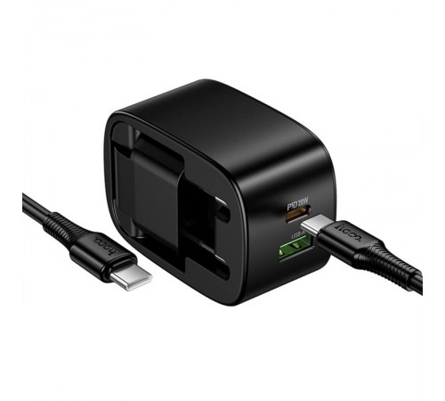 МЗП Hoco CS101A Folding PD20W+QC3.0 (1USB-A/1C) + кабель Type-C to Type-C Black