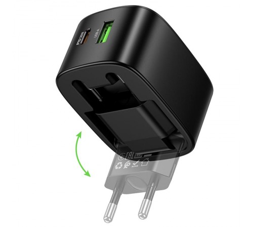 МЗП Hoco CS102A Folding PD30W+QC3.0 (1USB-A/1C) Black
