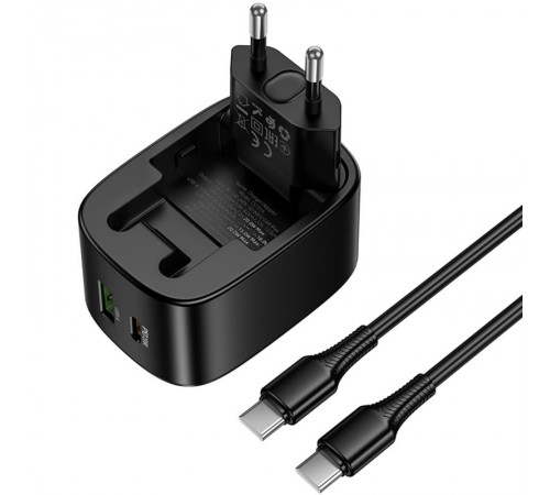 МЗП Hoco CS102A Folding PD30W+QC3.0 (1USB-A/1C) + кабель Type-C to Type-C Black