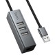 Перехідник HUB Hoco HB1D USB to USB2.0*3+RJ45 Metal gray