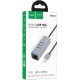 Перехідник HUB Hoco HB1D USB to USB2.0*3+RJ45 Metal gray
