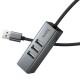Перехідник HUB Hoco HB1D USB to USB2.0*3+RJ45 Metal gray