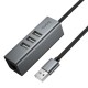 Перехідник HUB Hoco HB1D USB to USB2.0*3+RJ45 Metal gray