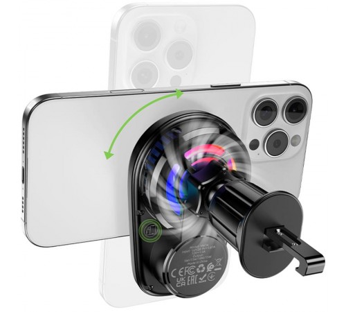 Автотримач з БЗП Hoco HW36 Electric 15W with cooler (air outlet) Black