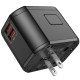 Мережевий універсальний перехідник Hoco AC15 Walker PD20W+QC3.0 (2USB-A/1C) (EU) Black
