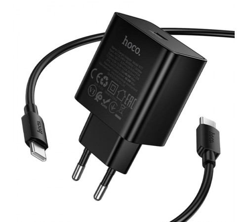 МЗП Hoco N77 Star PD45W (1USB-C) + кабель Type-C to Type-C Black