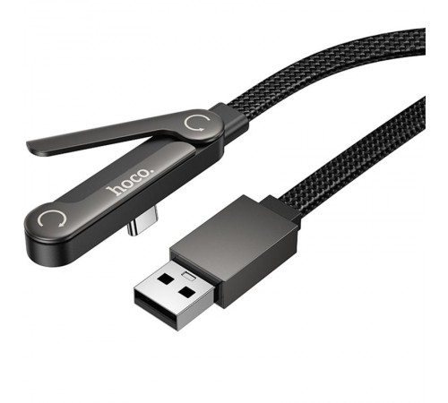 Дата кабель Hoco U150 Exquisite side plug and stand USB to Type-C 36W (1.2m) Black