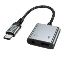 Перехідник Hoco UPA34 Type-C to Type-C + 3.5mm Metal gray