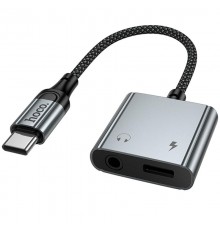 Перехідник Hoco UPA34 Type-C to Type-C + 3.5mm Metal gray