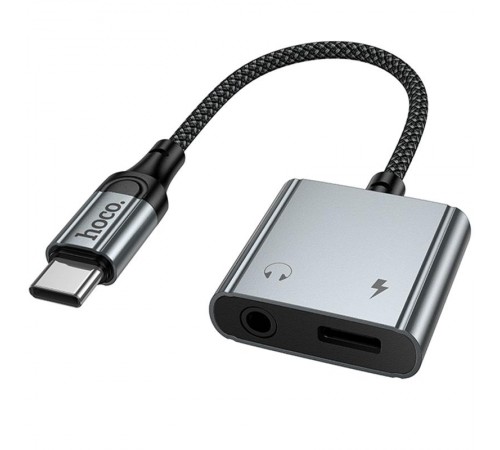 Перехідник Hoco UPA34 Type-C to Type-C + 3.5mm Metal gray