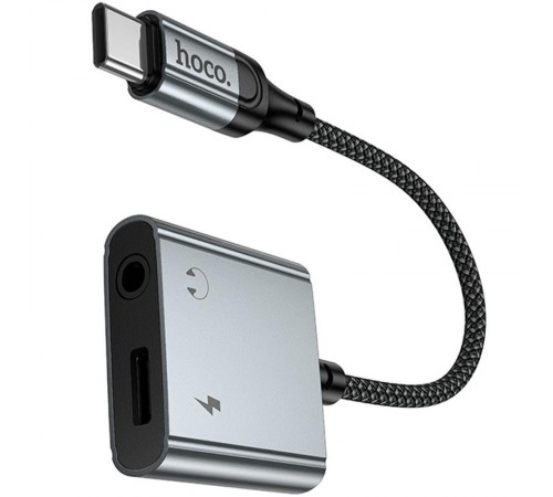 Перехідник Hoco UPA34 Type-C to Type-C + 3.5mm Metal gray