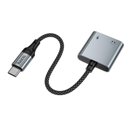 Перехідник Hoco UPA34 Type-C to Type-C + 3.5mm Metal gray