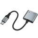 Перехідник Hoco UPA34 Type-C to Type-C + 3.5mm Metal gray