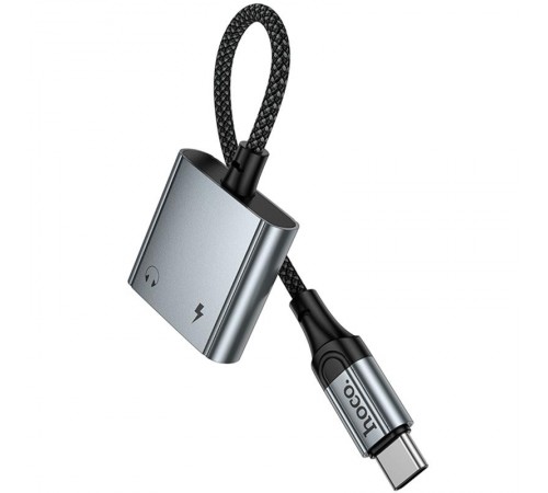 Перехідник Hoco UPA34 Type-C to Type-C + 3.5mm Metal gray