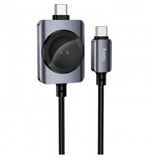 Дата кабель Hoco CW66 2in1 Type-C to iWatch/Type-C PD100W (1.2m) Black