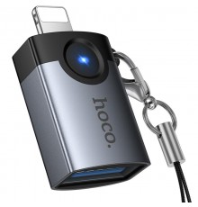 Перехідник Hoco UA46 Lightning Male to USB Female USB2.0 Metal gray