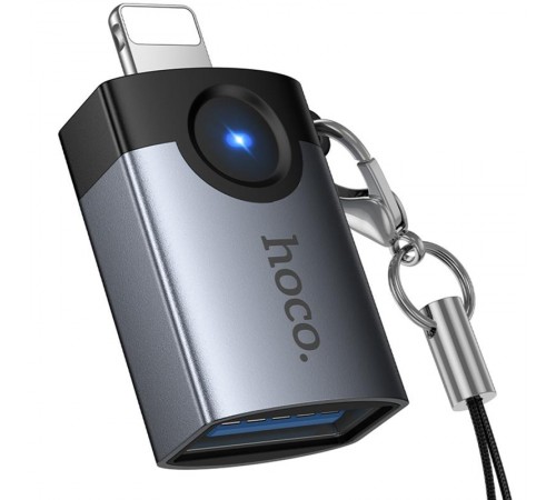 Перехідник Hoco UA46 Lightning Male to USB Female USB2.0 Metal gray
