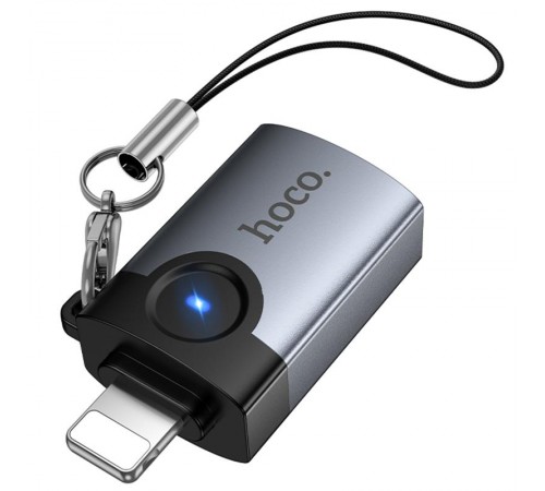Перехідник Hoco UA46 Lightning Male to USB Female USB2.0 Metal gray