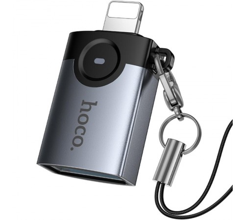 Перехідник Hoco UA46 Lightning Male to USB Female USB2.0 Metal gray
