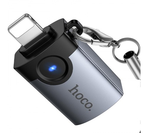 Перехідник Hoco UA46 Lightning Male to USB Female USB2.0 Metal gray