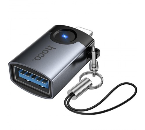 Перехідник Hoco UA46 Lightning Male to USB Female USB2.0 Metal gray