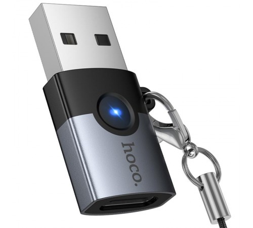 Перехідник Hoco UA46B USB Male to Type-C Female USB3.0 Metal gray