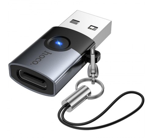 Перехідник Hoco UA46B USB Male to Type-C Female USB3.0 Metal gray