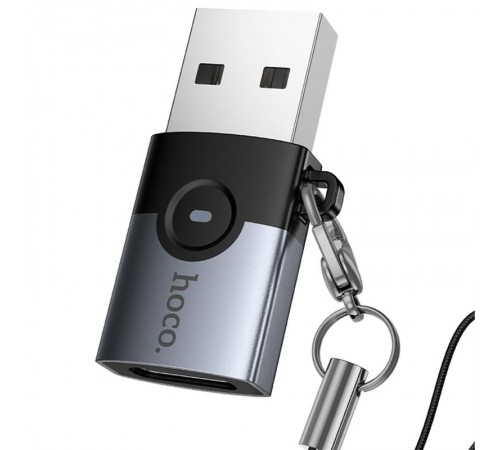 Перехідник Hoco UA46B USB Male to Type-C Female USB3.0 Metal gray