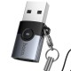 Перехідник Hoco UA46B USB Male to Type-C Female USB3.0 Metal gray