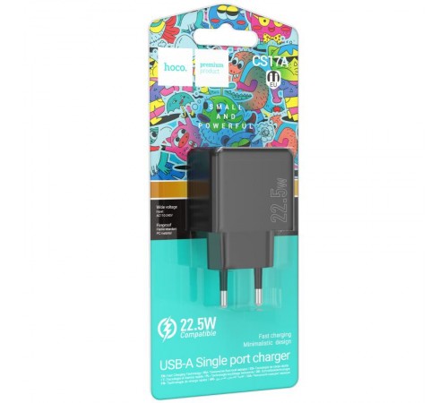 МЗП Hoco CS17A Wish QC3.0 22.5W (1USB-A) Black
