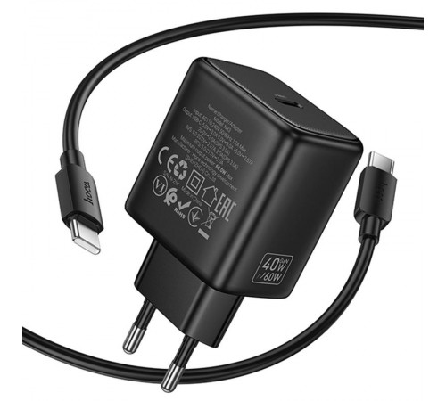 МЗП Hoco N83 Profit PD40W (1USB-C) + кабель Type-C to Type-C Black
