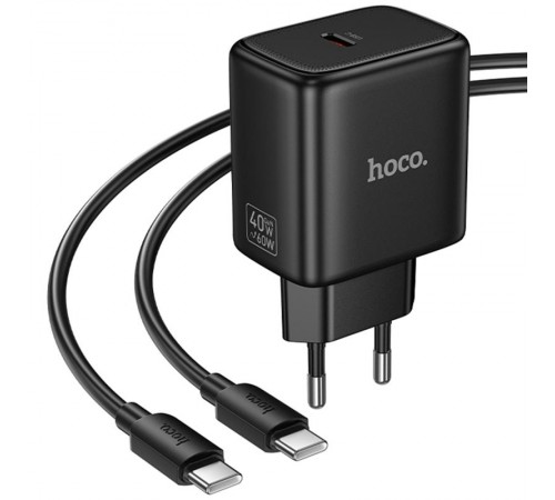 МЗП Hoco N83 Profit PD40W (1USB-C) + кабель Type-C to Type-C Black