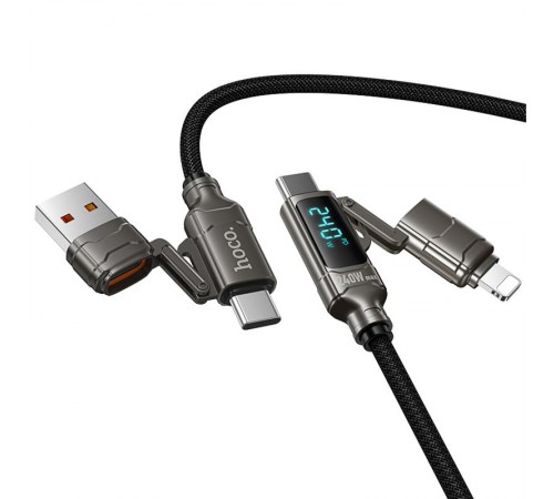 Дата кабель Hoco U152 Fortune 4in1 Type-C to Lightning/Type-C to USB 240W (1.2m) Black